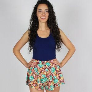 Multi Colored Flower Print Swing Shorts